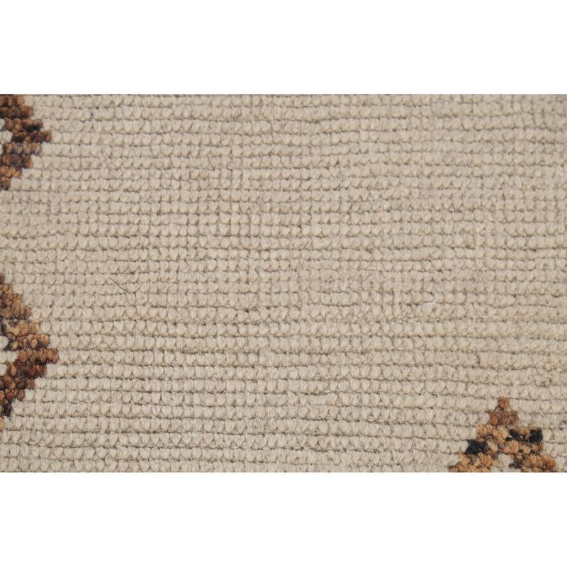 Modern Geometric Moroccan Oriental Area Rug Hand-Knotted Wool Carpet - 8'1"x 10'8"