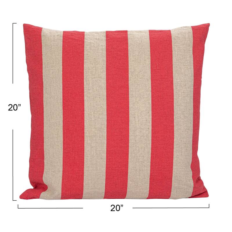Cotton and Linen Striped Pillow - 20.0"L x 20.0"W x 1.0"H
