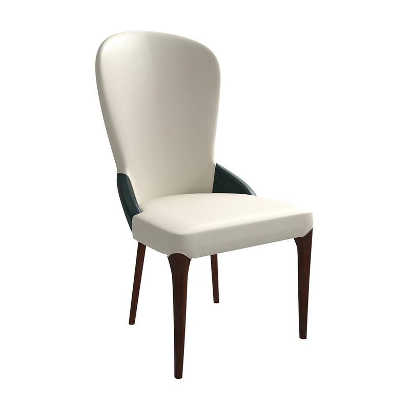 Havana Leather Upholstered Solid Wood Dining Chair Two-Tone Color Design - Green