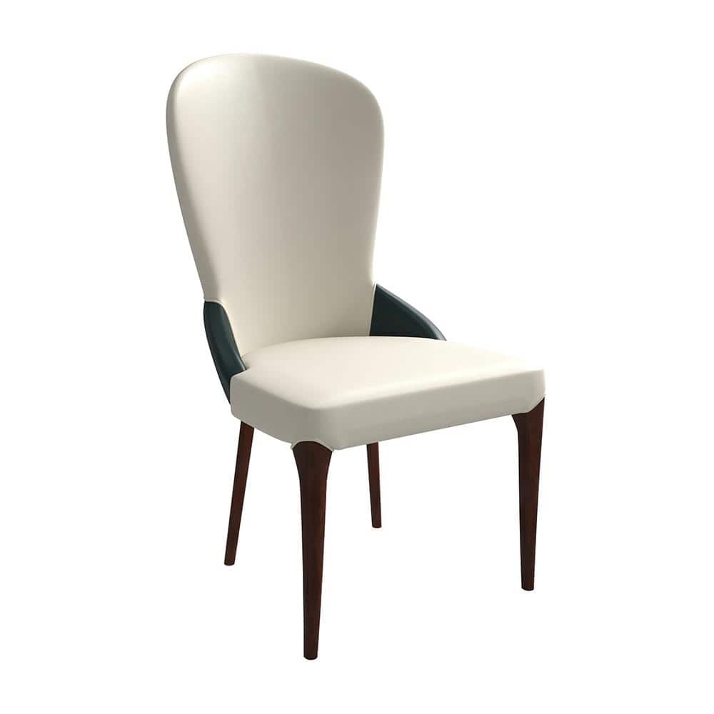 Havana Modern Leather Two-Tone Color Dining Chair with Solid Wood Frame, Ruberwood Legs, and Water Resistant Accent Chair