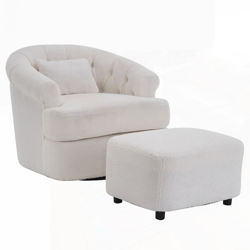 Single Sofa Armchair with Lounge Seat and Ottoman