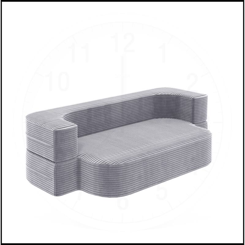 78.7 " W 2-in-1 Plush Corduroy Foldable Sofa