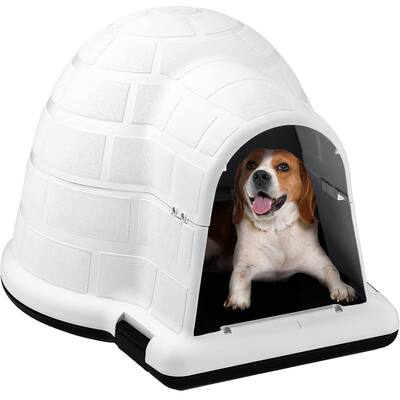 Moasis Plastic Igloo Dog House, Insulated Doghouse Puppy Shelter with Air Vents