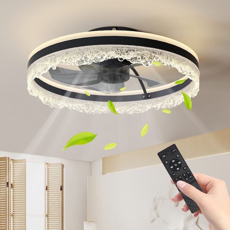 20" Smart Silent Ceiling Fan with Light - Black