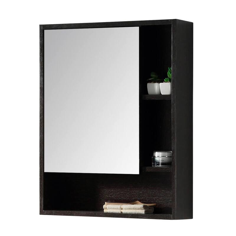 Fine Fixtures Surface Mount Bathroom Medicine Cabinet - Left Hand - Black Oak Straight Grain