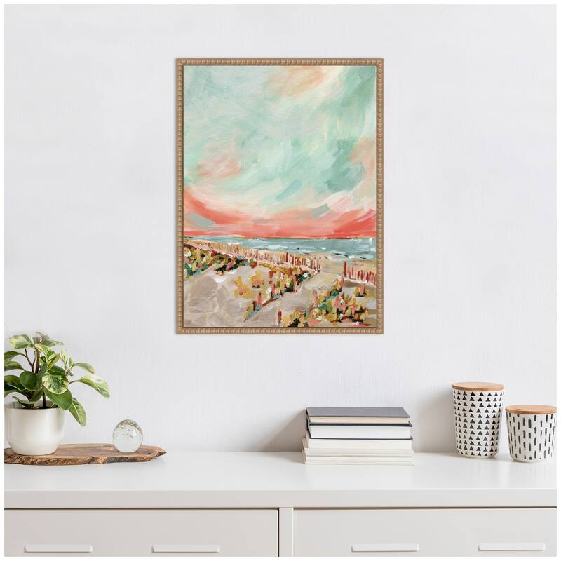 Kate and Laurel Sylvie Landscape 03 Beach Framed Canvas by Annie Quigley