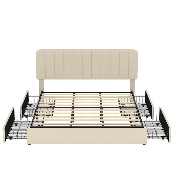 Twin / Full Platform Bed Frame, with Linen Fabric