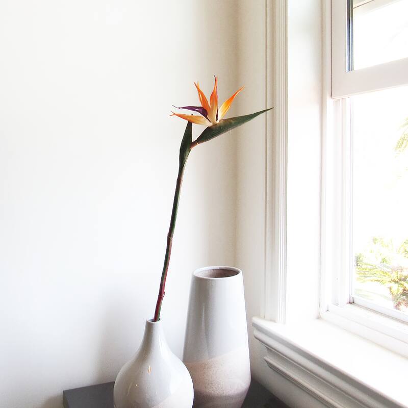 Set of 4 Real Touch Orange Artificial Bird of Paradise Flower Stem Tropical Spray 24in - 24" L x 5.5" W x 2" DP