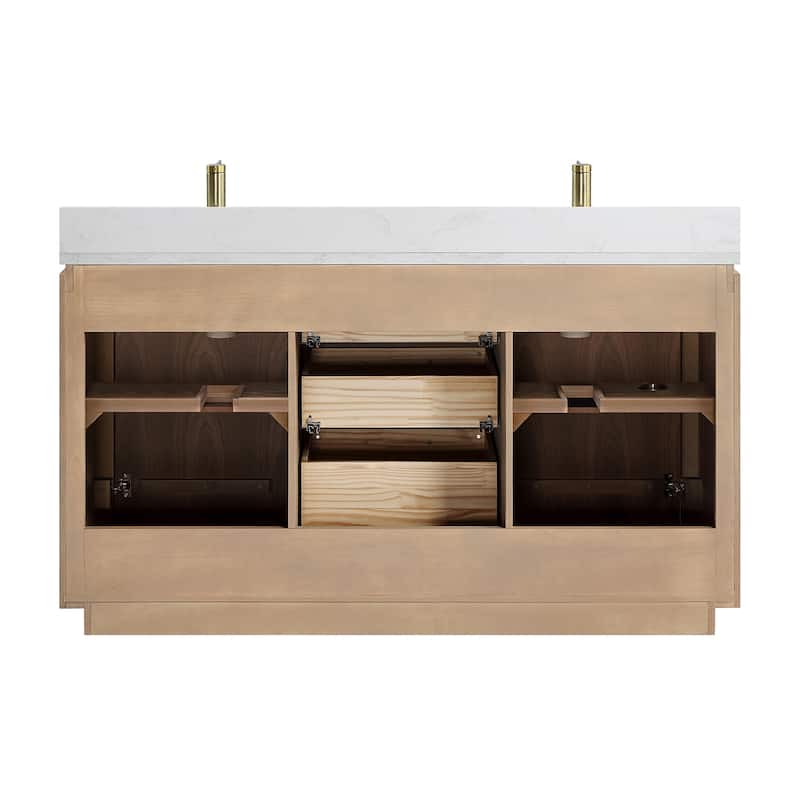 San Double Bath Vanity with Composite Stone Top and Mirror