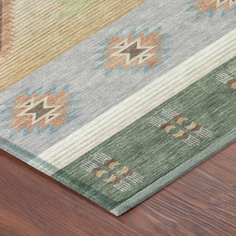 Machine Washable Indoor/ Outdoor Global Chennai Chantille Rug