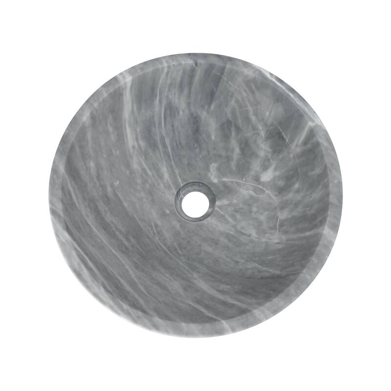 Roomfitters Round Marble Bathroom Vessel Sink, Natural Stone Countertop Wash Basin, Polished Bowl Vanity Sink