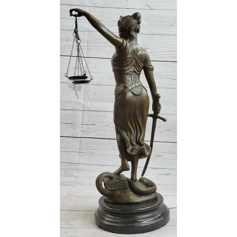 Bronze Scale Of Justice Blind Justice Sculpture Statue Clical Figurine 18 Inches Nr