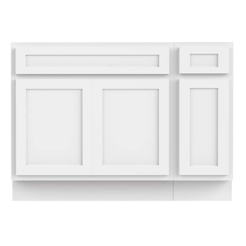 Vanity Art 42" Oak Freestanding Bathroom Vanity Cabinet without Top - White