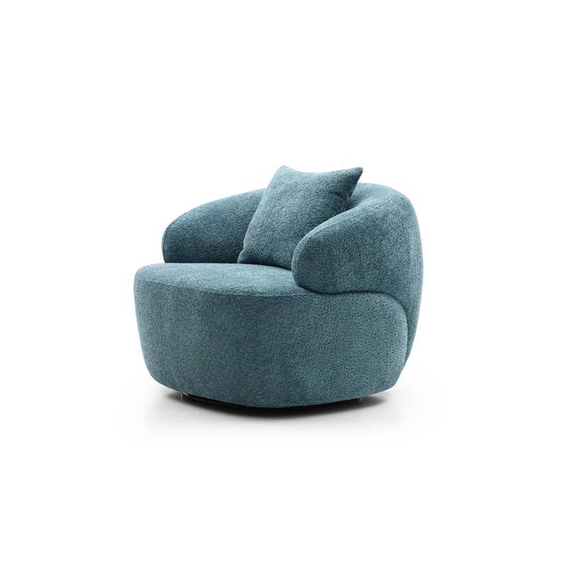 34.6" 360° Swivel Barrel Chair with Solid Wood Frame
