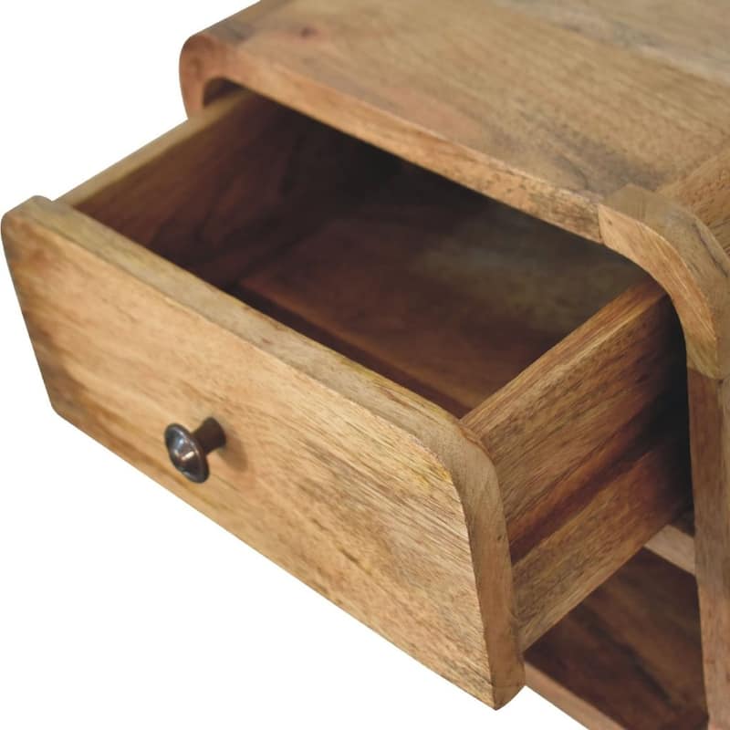 Artisan Furniture Solid Wood Mini Oak-ish Floating Open Nightstand