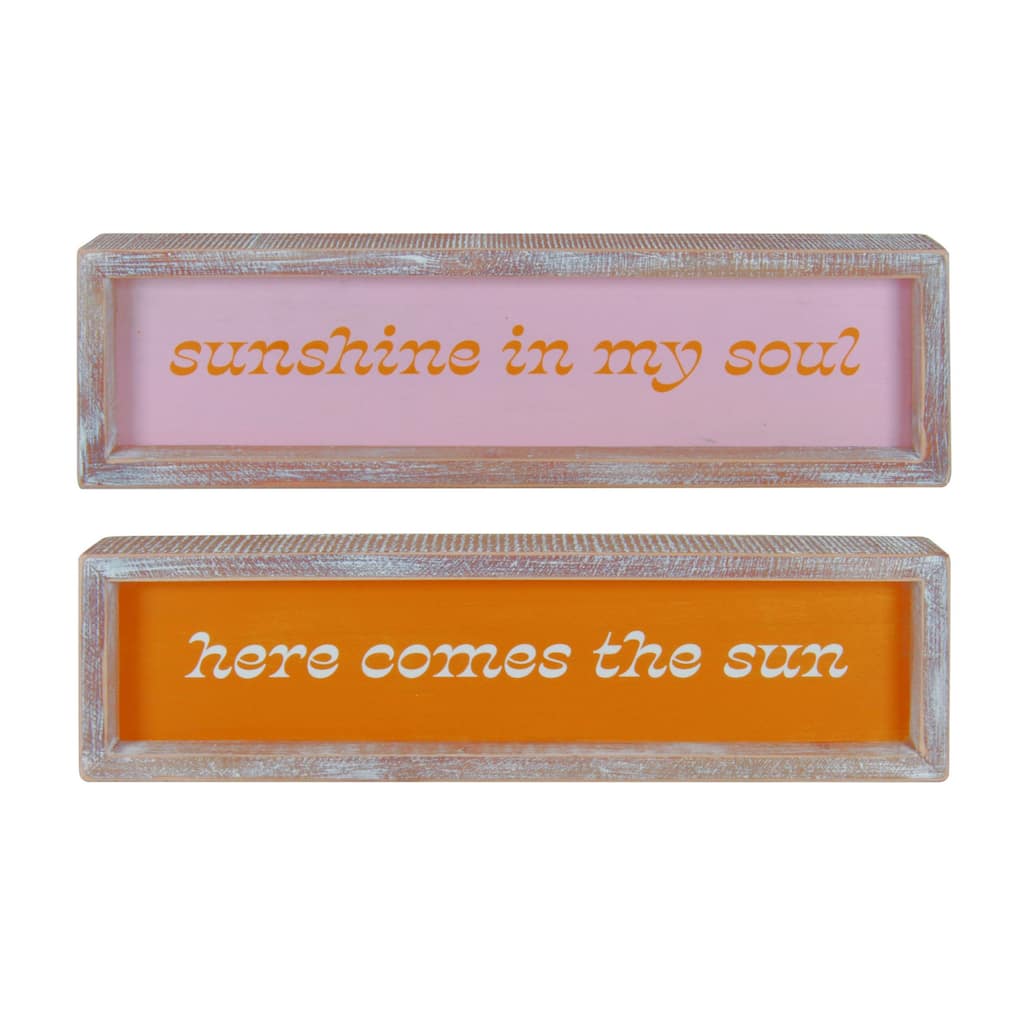Transpac Wood Sunshine Soul Decor Set of 2 Spring Home Decorations