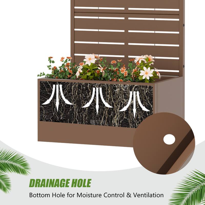 Galvanized Planter Box with Trellis & Privacy Screen