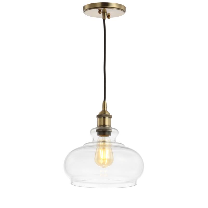 Kurtz 9.5" Pharmacy Metal/Glass LED Pendant, Chrome by JONATHAN Y