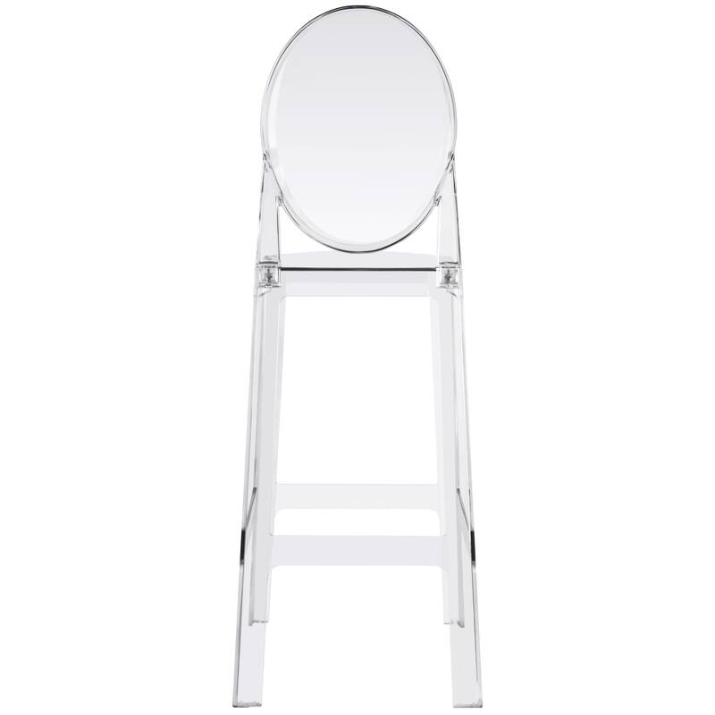 Smoke 25" Counter Height Bar Stools with Back – Stackable Transparent Plastic Chairs for Kitchen, Bar, or Outdoor – Set of 2
