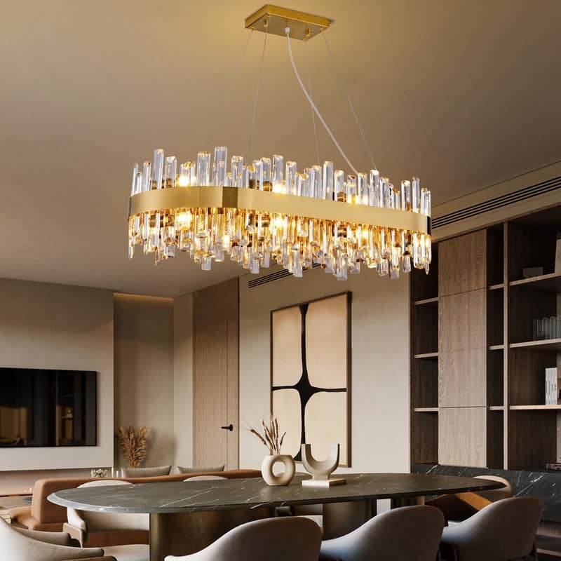 KAYLA 16-Light Gold Crystal Chandelier, Modern K9 Crystal