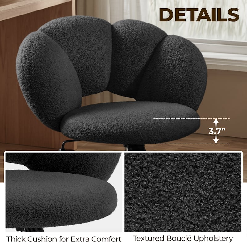 Yaheetech Upholstered Desk Chair Rolling Computer Chair with Cloud-shaped Backrest
