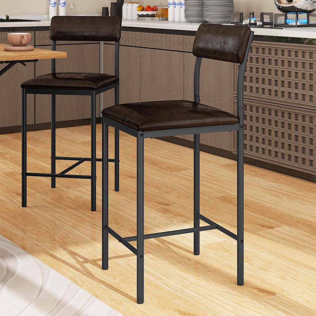 Moasis 37"H Bar Stools Set of 2 Counter Height Bar Stools with Footrest