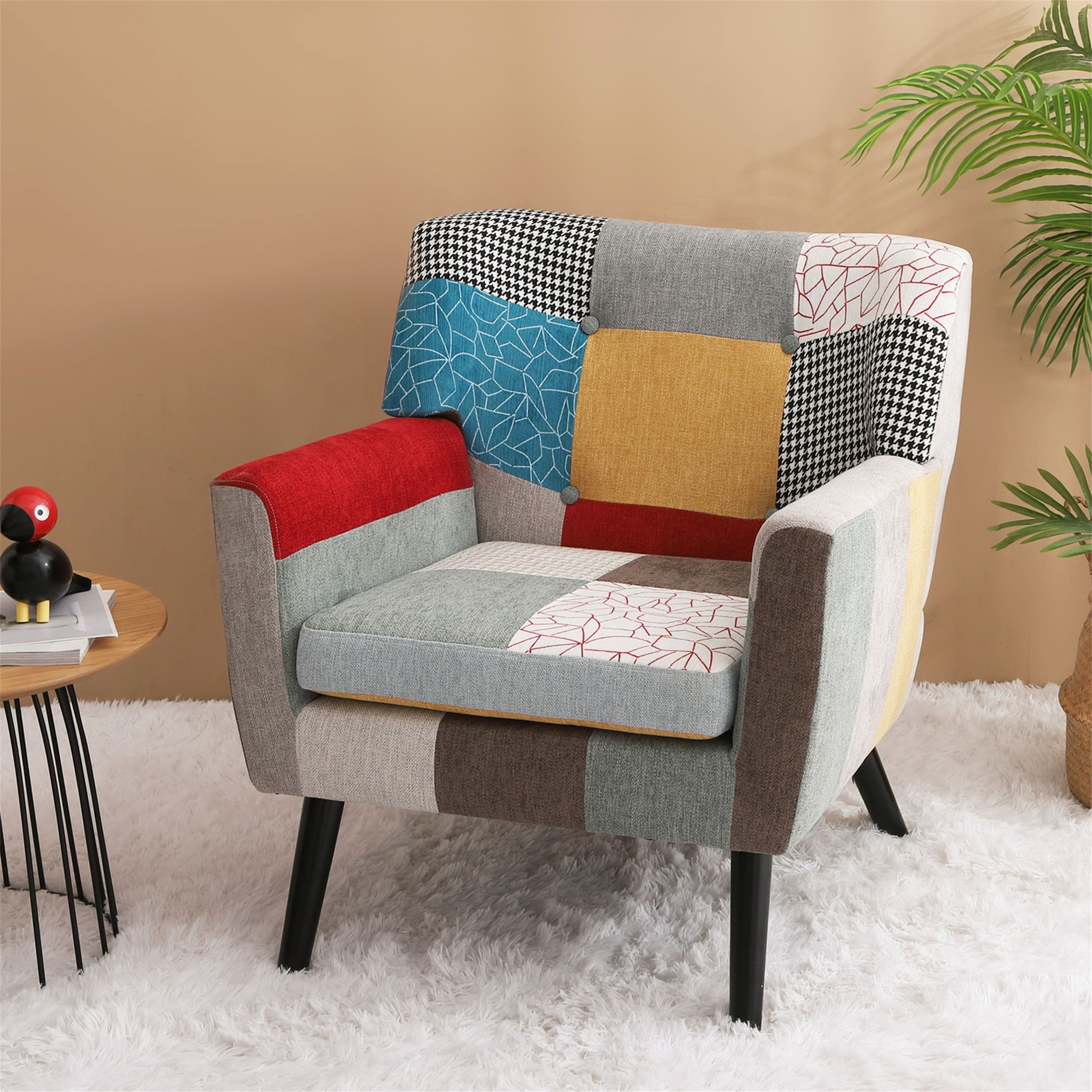 Grey patchwork armchair clearance