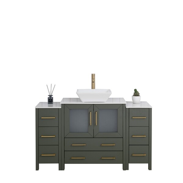 Vanity Art 54 inch Single Sink Bathroom Vanity Set with Engineered Marble Top and Free Mirror 54 x 18.5 x 36 Inches On Sale Bed Bath Beyond 13681632