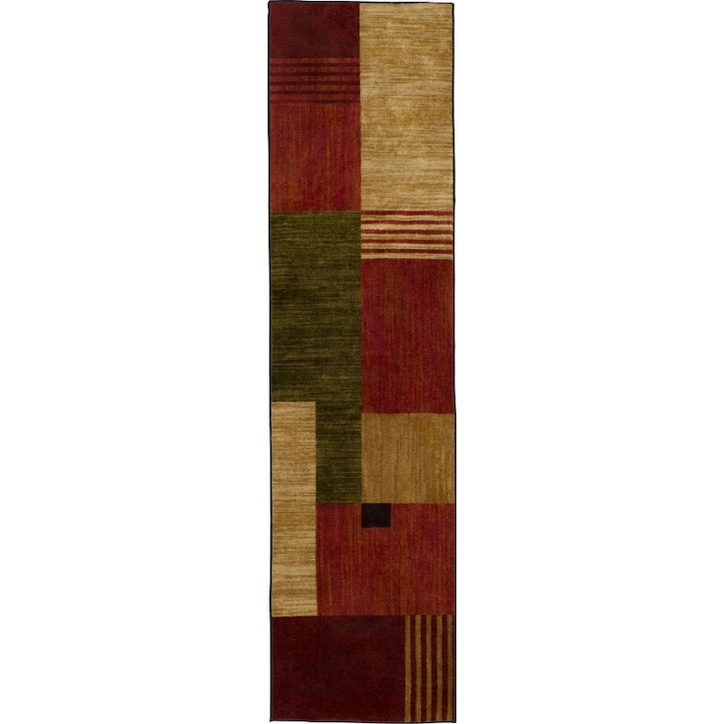 Mohawk Home Alliance Geometric Color Block Area Rug - 2' x 8' - Green/Red/Tan - Runner