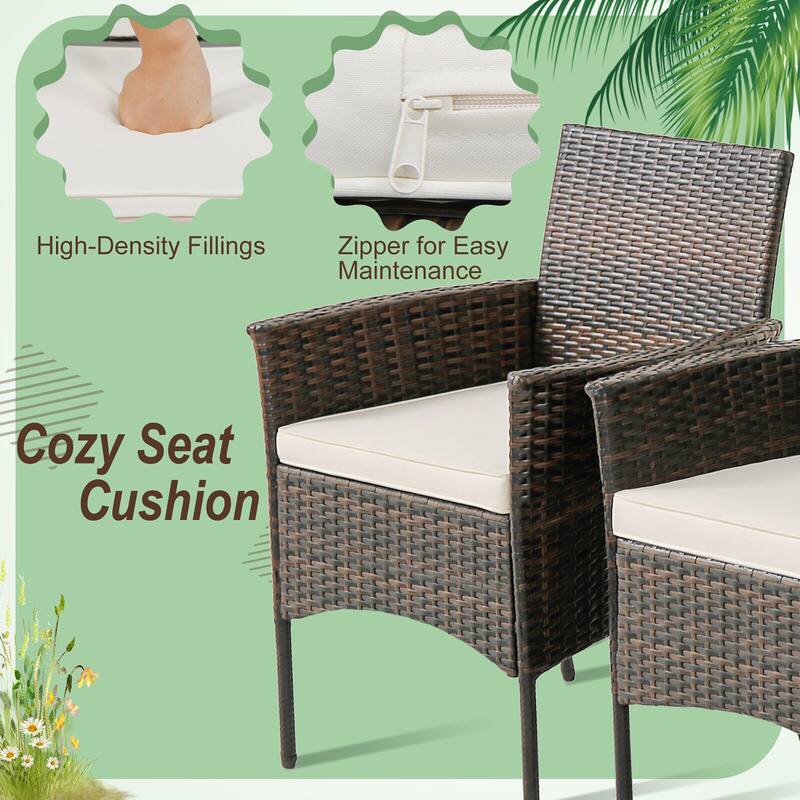 Gymax 5 PCS Patio Dining Set Round Acacia Wood Table 4 Cushioned