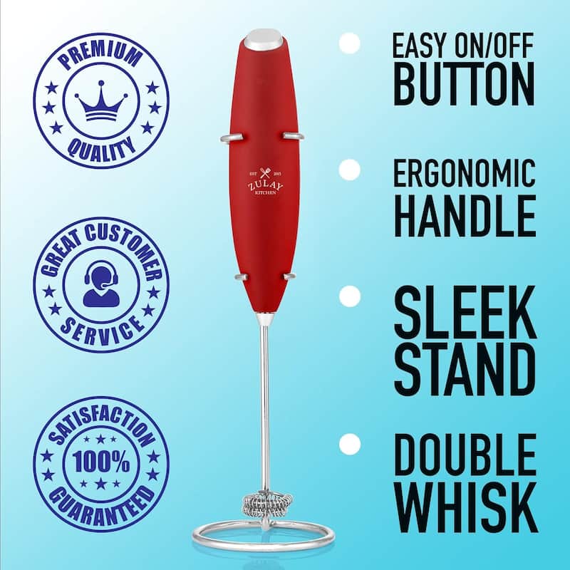 Zulay Kitchen Double Whisk Milk Frother Handheld Mixer