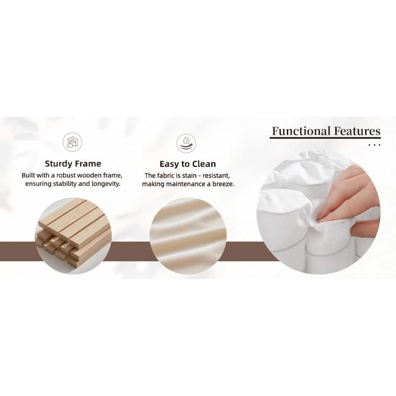 Roomfitters Mid-Century Modern Upholstered Sofa with Gold Metal Legs and Square Arms, Elegant Couch for Living Room