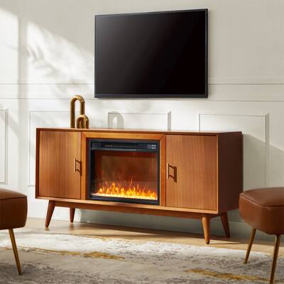 Haley 58" TV Stand with Electric Fireplace by HULALA HOME