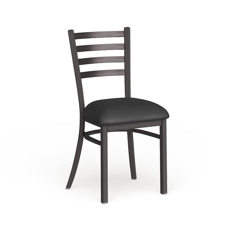 Clear Coated Ladder Back Metal Restaurant Chair - 16.5"W x 17"D x 32.25"H - 16.5"W x 17"D x 32.25"H - black vinyl seat/clear coated metal frame