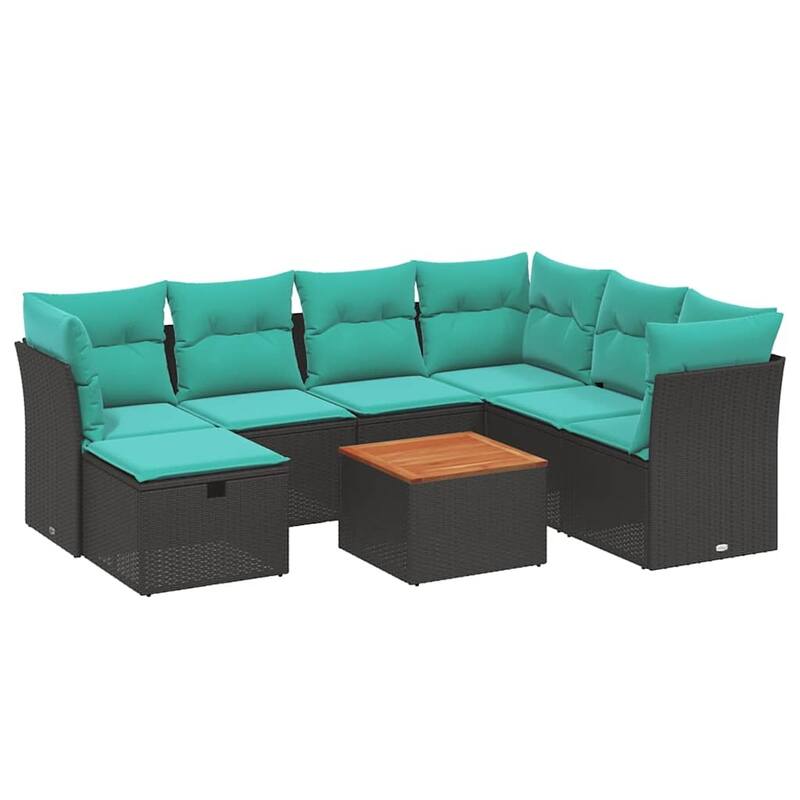 vidaXL Patio Sofa Set with Cushions Outdoor Furniture 8 Piece Poly Rattan - 24.4" x 24.4" x 27.2"