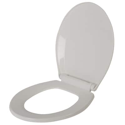 Bath Bliss Deluxe Plastic Beveled Round Toilet Seat in White - 14.2"x 17.5"x 2.1"
