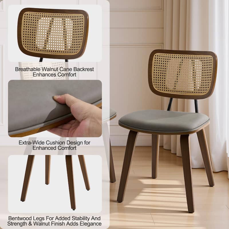 Faux Leather Upholstered Dining Chairs Set of 2/4 with Wood Legs - 32.3"H x 18.5"W x 21.8"D