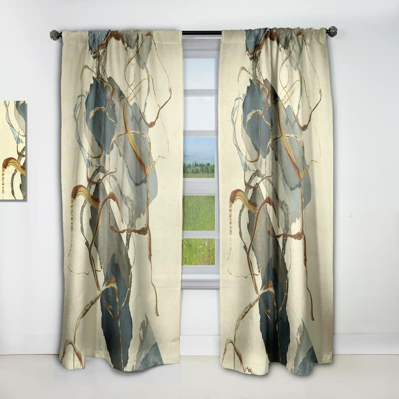 Designart 'Gold Glam Squares VII' Glam Blackout Curtain Single Panel
