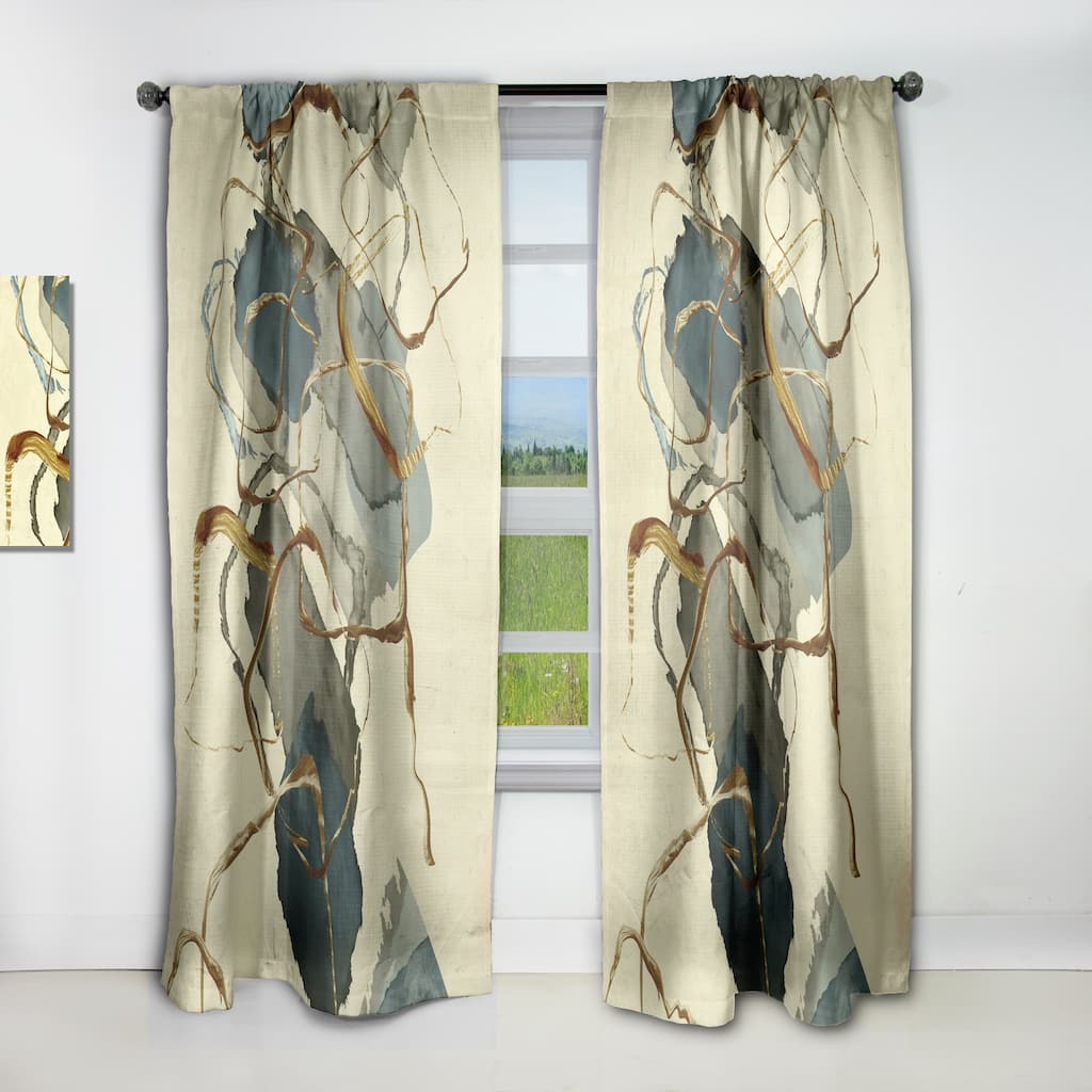 Designart 'Gold Glam Squares VII' Glam Blackout Curtain Single Panel