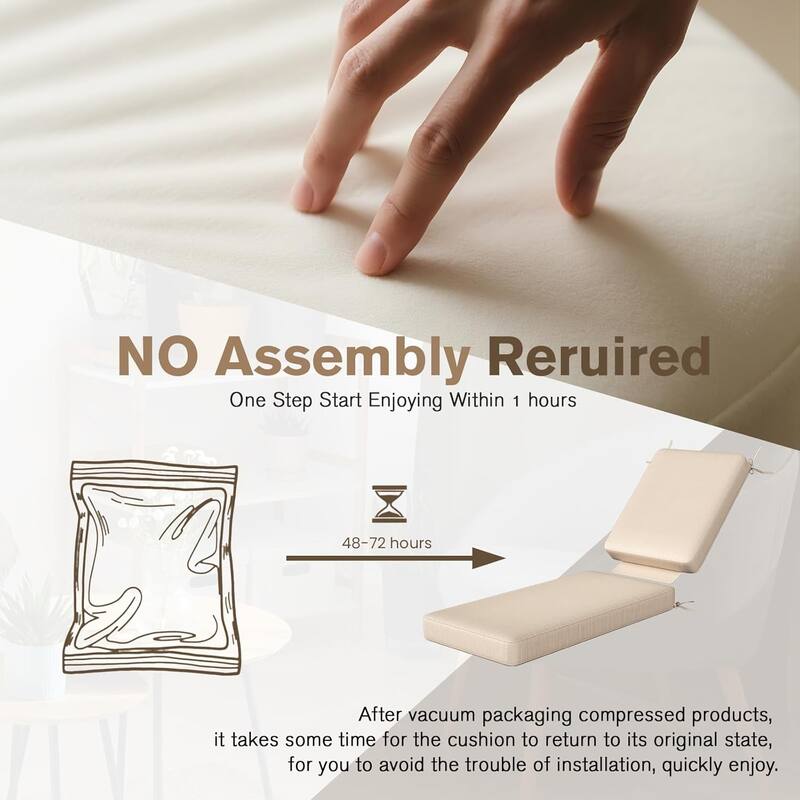 AECOJOY Chaise Lounge Cushions Outdoor Set of 2, Patio Lounge Chair Cushion for Outdoor Furniture
