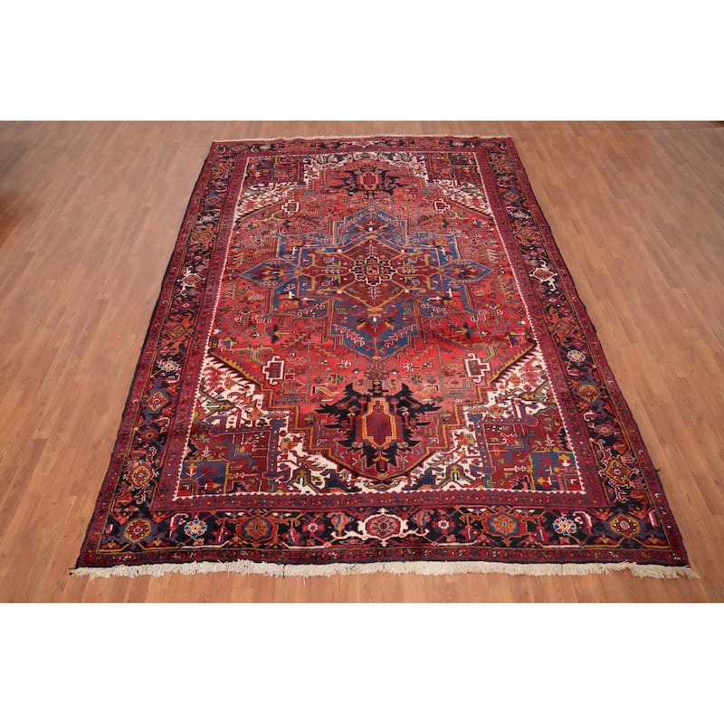 Hand Knotted Oriental 100% Wool Carpet Traditional Medallion Red Heriz Area Rug - 11' 11'' X 8' 4''