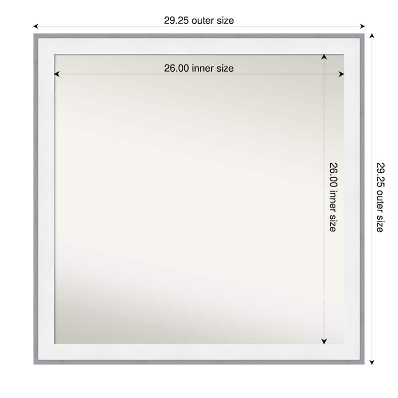 Maya Non-Beveled Framed Bathroom Vanity Wall Mirror - 29 x 29 in - Maya White Silver