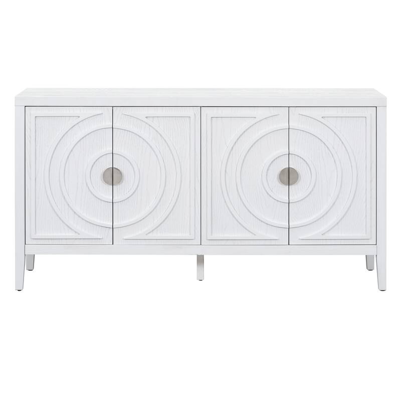 Antique Sideboard with Adjustable Shelves & Solid Wood Frame for Dining Room Storage