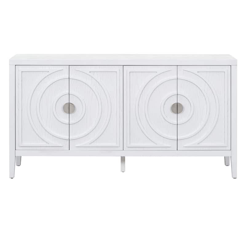 Retro Sideboard door with Circular Groove Design Round Metal Door Handle for Entrance, Dinning Room, Living Room