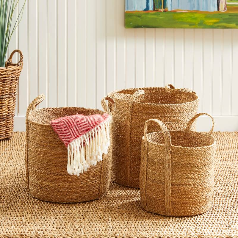 Sg Rnd Baskets W/ Long Handles St/3
