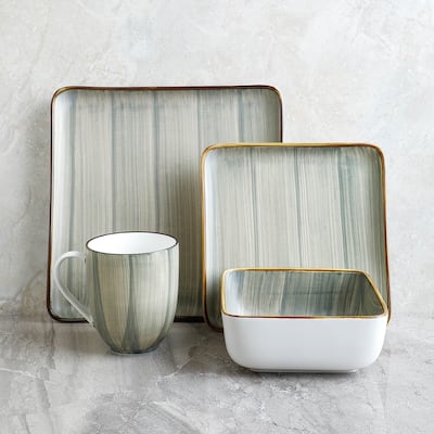Stone Lain Brushed Porcelain Square Dinnerware Set