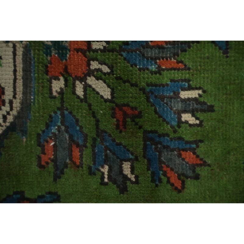 Hand Knotted Oriental 100% Wool Carpet Traditional Floral Green Tabriz Area Rug - 6' 1'' X 4' 8''