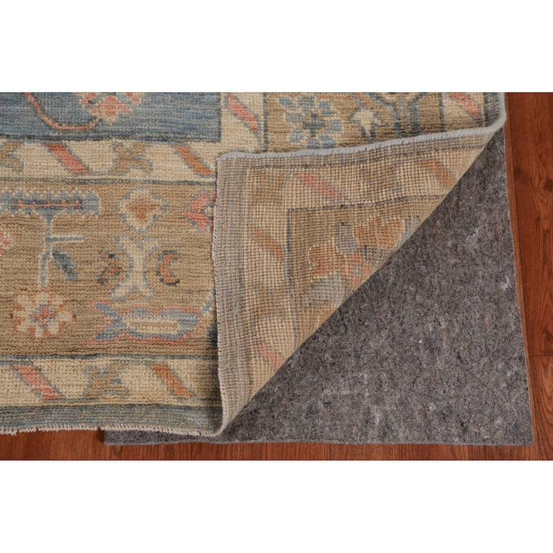 Hand Knotted Oriental 100% Wool Carpet Transitional All-Over Navy Blue & Blues Oushak Area Rug - 11' 10'' X 9' 1''