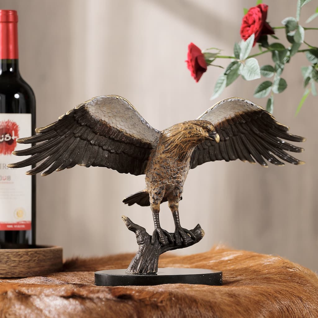 Spi Majestic Eagle On Branch 9" X 16" X 6.5" 5 Lbs. Brass Marble - 9 X 16 X 6.5 inches