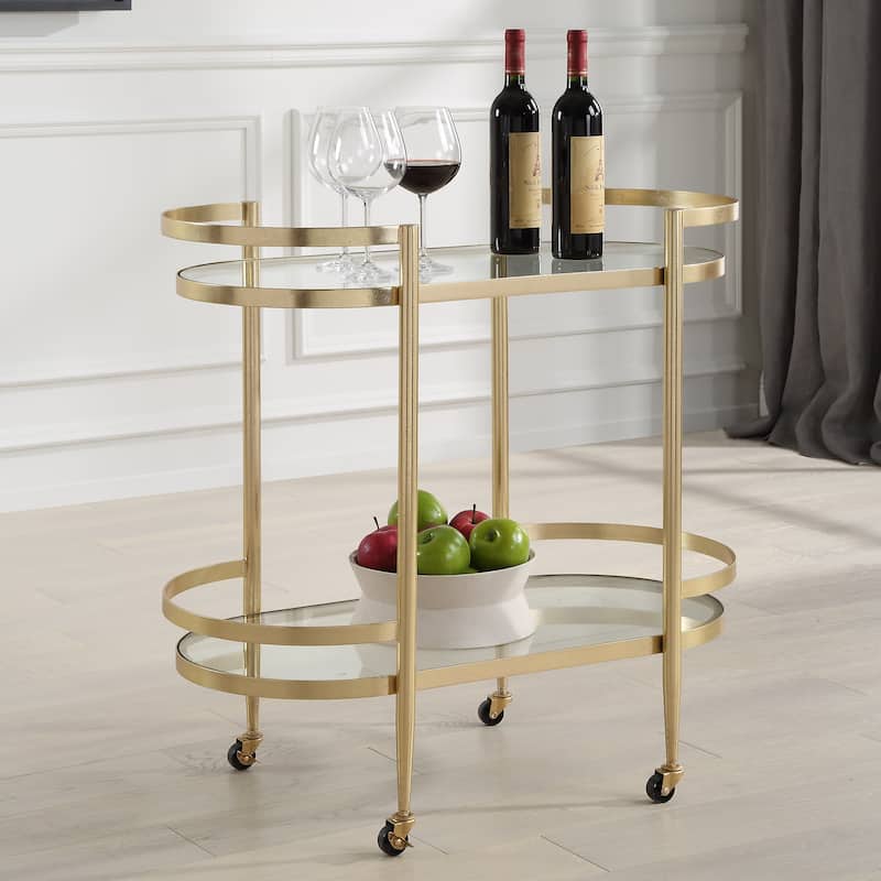 Uttermost Isabelle Gold Bar Cart - 30" H x 33.5"W x 17.75" D